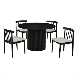 Pemberly Row 5-Piece Dining Set with Spindle Chair in Wheat/Black