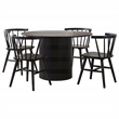 Pemberly Row 5-Piece Wood Dining Set with Curved Spindle Chair in Black