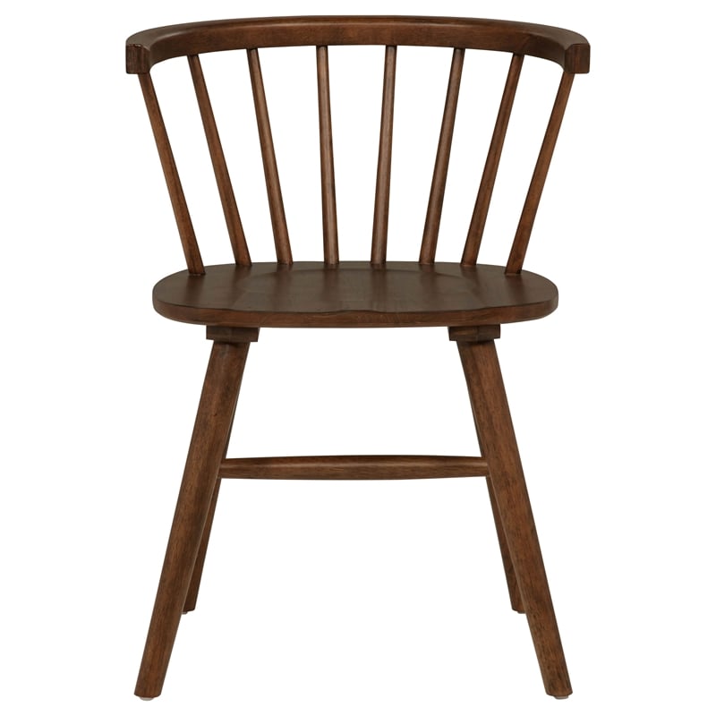 Pemberly Row 5-Piece Wood Dining Set with Curved Spindle Chair in Walnut