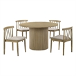 Pemberly Row 5-Piece Dining Set with Spindle Chair in Wheat/Natural Oak