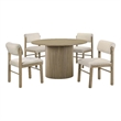 Pemberly Row 5-Piece Round Wood and Fabric Dining Set in Cream/Natural Oak