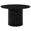 Pemberly Row 5-Piece Round Wood and Faux Leather Dining Set in Black