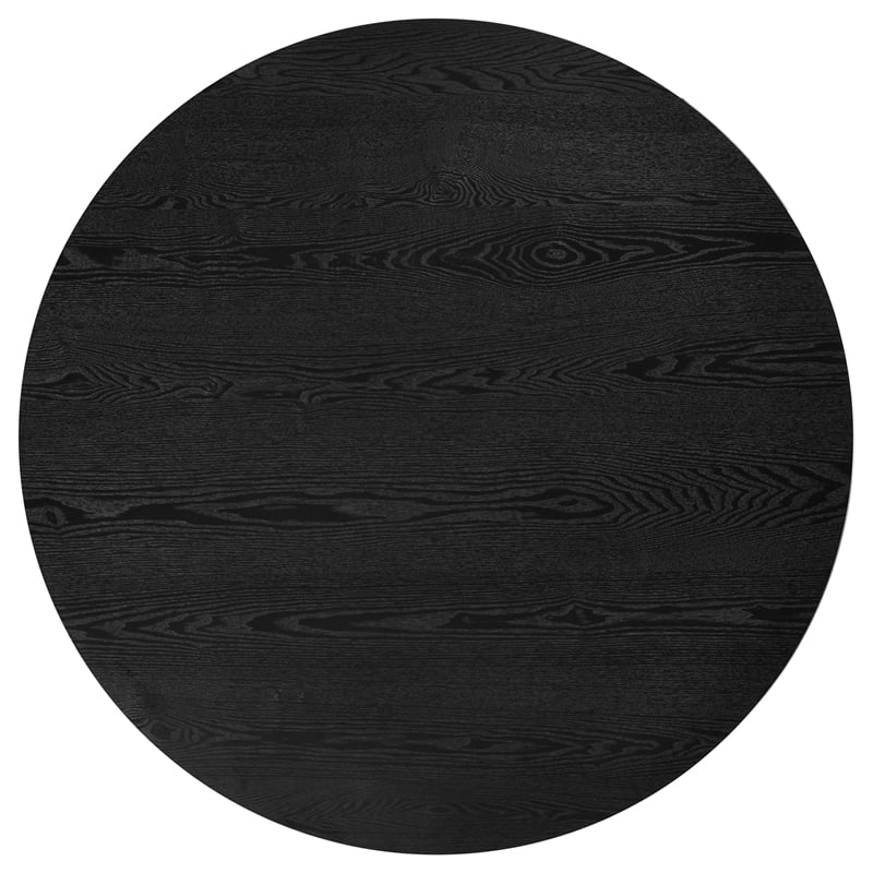 Pemberly Row 5-Piece Round Wood and Faux Leather Dining Set in Black