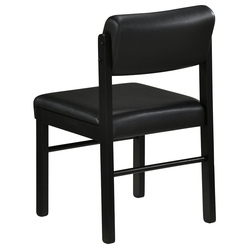 Pemberly Row 5-Piece Round Wood and Faux Leather Dining Set in Black