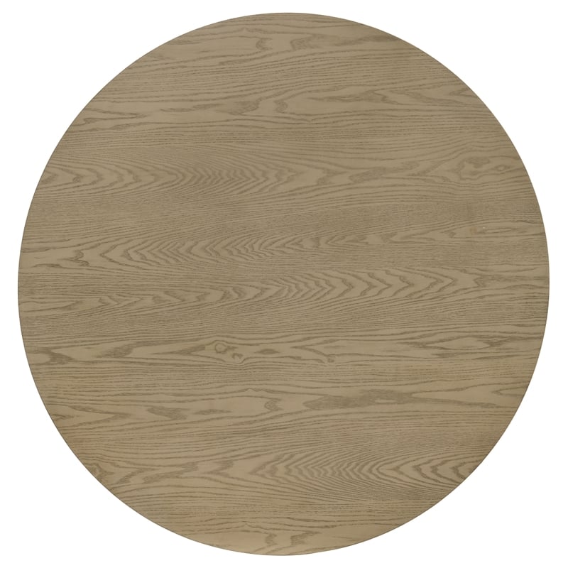 Pemberly Row 5-Piece Round Wood and Faux Leather Dining Set in Black/Oak