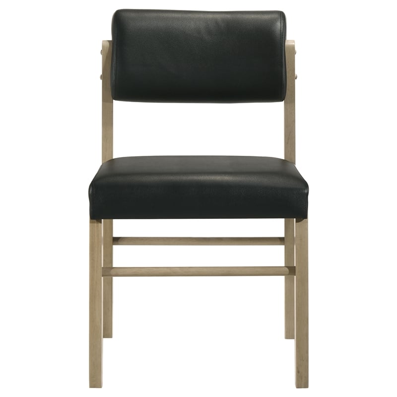 Pemberly Row 5-Piece Round Wood and Faux Leather Dining Set in Black/Oak