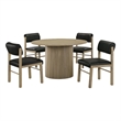 Pemberly Row 5-Piece Round Wood and Faux Leather Dining Set in Black/Oak
