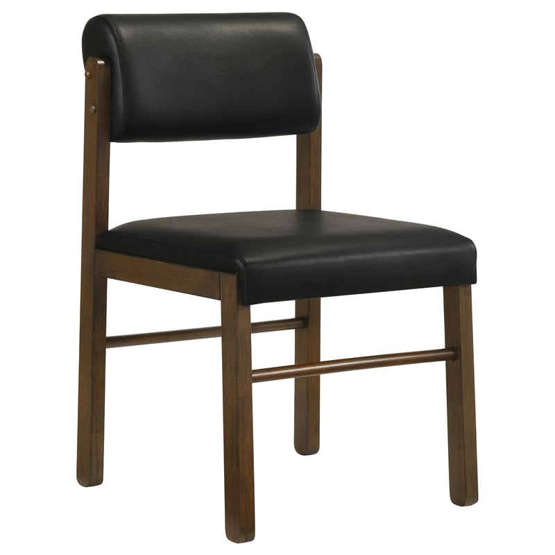 Pemberly Row 5-Piece Round Wood and Faux Leather Dining Set in Black/Walnut