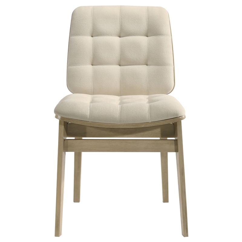 Pemberly Row 5-Piece Round Wood Pedestal Dining Set in Cream/Natural Oak