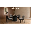 Pemberly Row 5-Piece Round Velvet and Wood Dining Set in Gray/Black