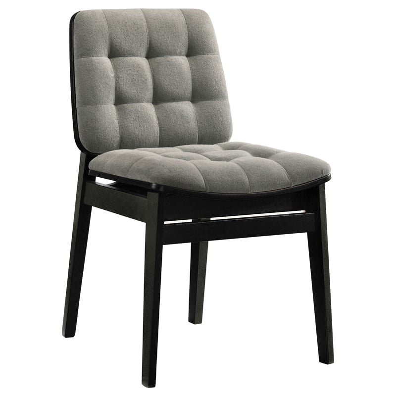 Pemberly Row 5-Piece Round Velvet and Wood Dining Set in Gray/Black