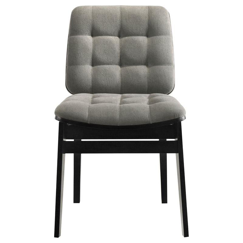 Pemberly Row 5-Piece Round Velvet and Wood Dining Set in Gray/Black