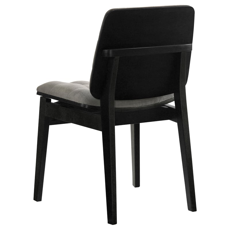Pemberly Row 5-Piece Round Velvet and Wood Dining Set in Gray/Black