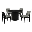 Pemberly Row 5-Piece Round Velvet and Wood Dining Set in Gray/Black