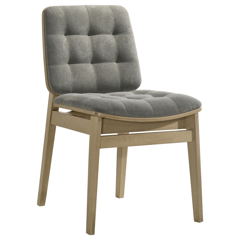 Pemberly Row 5-Piece Round Velvet and Wood Dining Set in Gray/Natural Oak