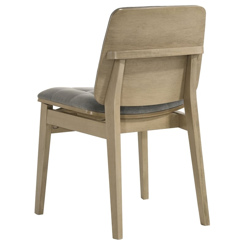 Pemberly Row 5-Piece Round Velvet and Wood Dining Set in Gray/Natural Oak