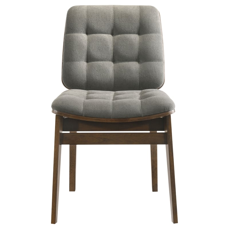 Pemberly Row 5-Piece Round Velvet and Wood Dining Set in Gray/Walnut
