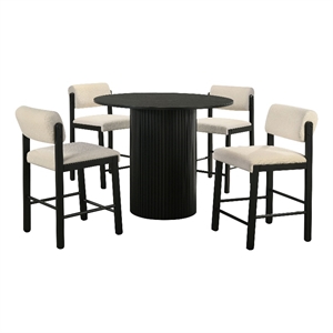 Pemberly Row 5-Piece Fabric Counter Height Dining Set in Cream/Black