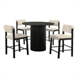 Pemberly Row 5-Piece Fabric Counter Height Dining Set in Cream/Black