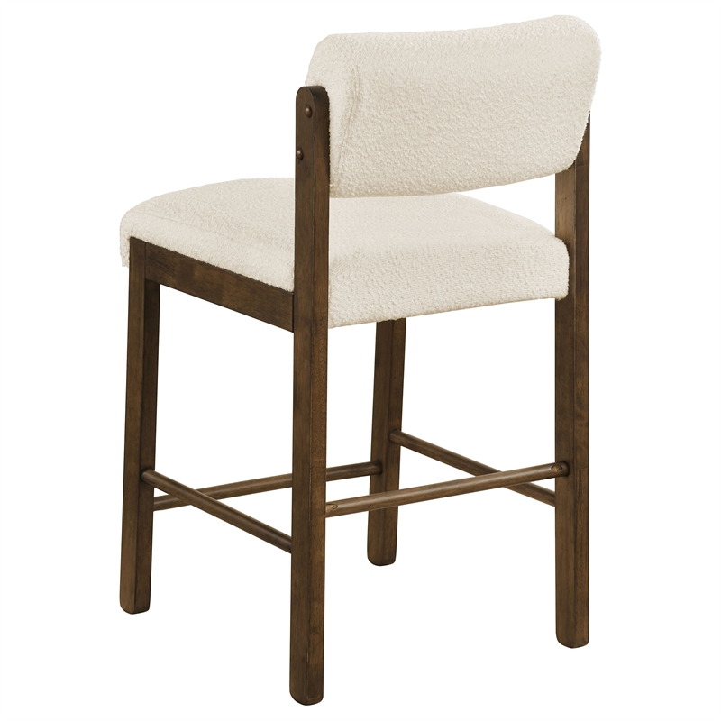 Pemberly Row 5-Piece Fabric Counter Height Dining Set in Cream/Walnut