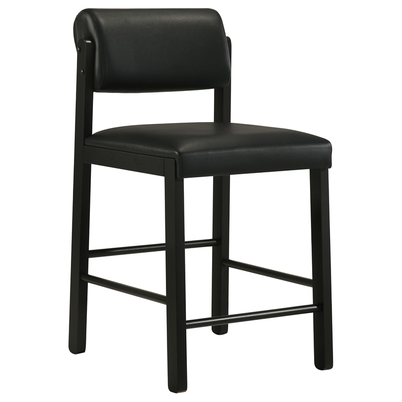 Pemberly Row 5-Piece Faux Leather Counter Height Dining Set in Black