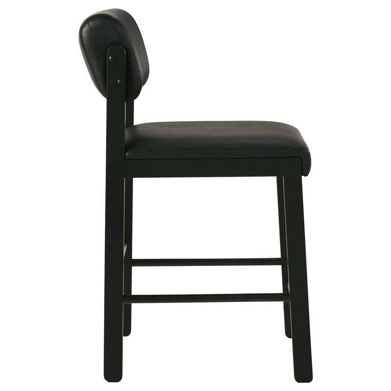 Pemberly Row 5-Piece Faux Leather Counter Height Dining Set in Black