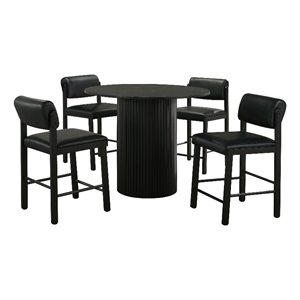 Pemberly Row 5-Piece Faux Leather Counter Height Dining Set in Black