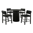 Pemberly Row 5-Piece Faux Leather Counter Height Dining Set in Black