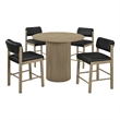 Pemberly Row 5-Piece Faux Leather Counter Height Dining Set in Oak