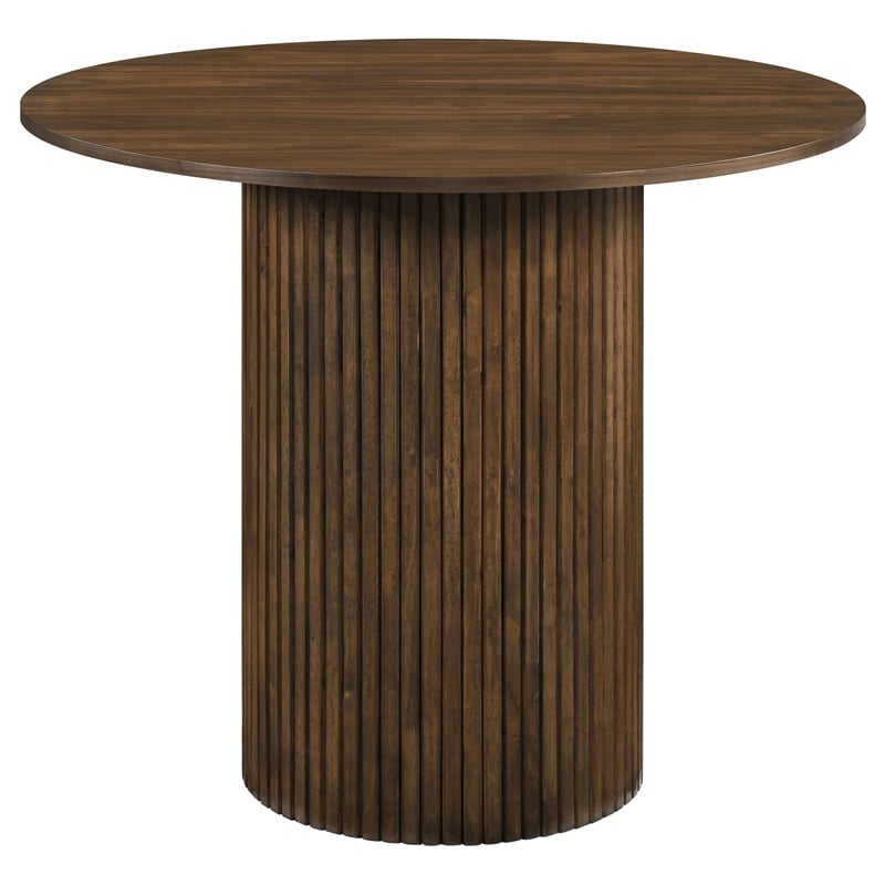Pemberly Row 5-Piece Faux Leather Counter Height Dining Set in Walnut