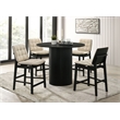 Pemberly Row 5-Piece Round Wood Counter Height Dining Set in Cream/Black