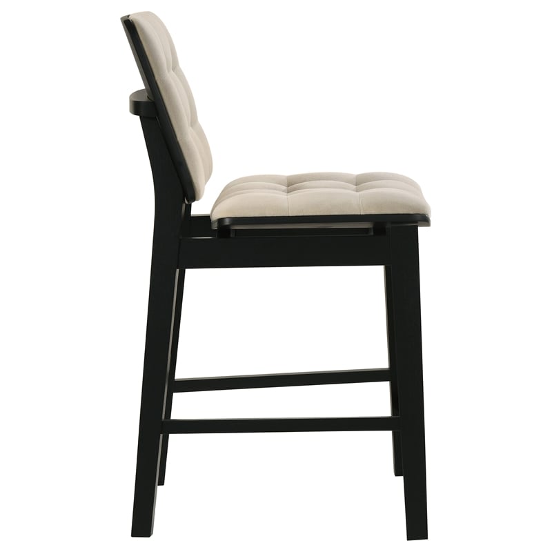 Pemberly Row 5-Piece Round Wood Counter Height Dining Set in Cream/Black