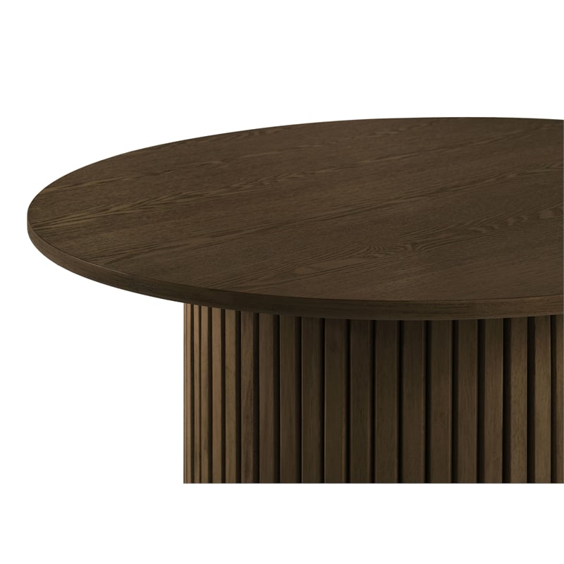 Pemberly Row 5-Piece Round Wood Counter Height Dining Set in Cream/Walnut