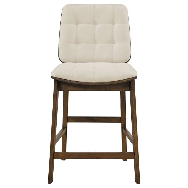 Pemberly Row 5-Piece Round Wood Counter Height Dining Set in Cream/Walnut