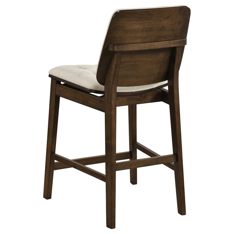 Pemberly Row 5-Piece Round Wood Counter Height Dining Set in Cream/Walnut