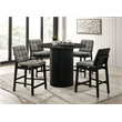 Pemberly Row 5-Piece Velvet Counter Height Dining Set in Gray/Black