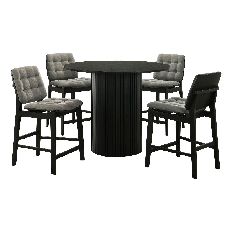 Pemberly Row 5-Piece Velvet Counter Height Dining Set in Gray/Black