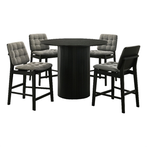 Pemberly Row 5-Piece Velvet Counter Height Dining Set in Gray/Black
