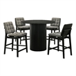 Pemberly Row 5-Piece Velvet Counter Height Dining Set in Gray/Black