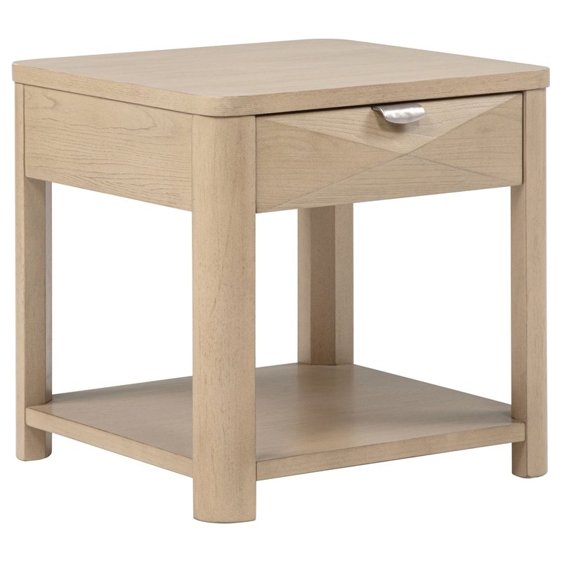 Pemberly Row 2-Piece Transitional Wood Coffee Table Set in Light Elm
