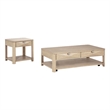 Pemberly Row 2-Piece Transitional Wood Coffee Table Set in Light Elm