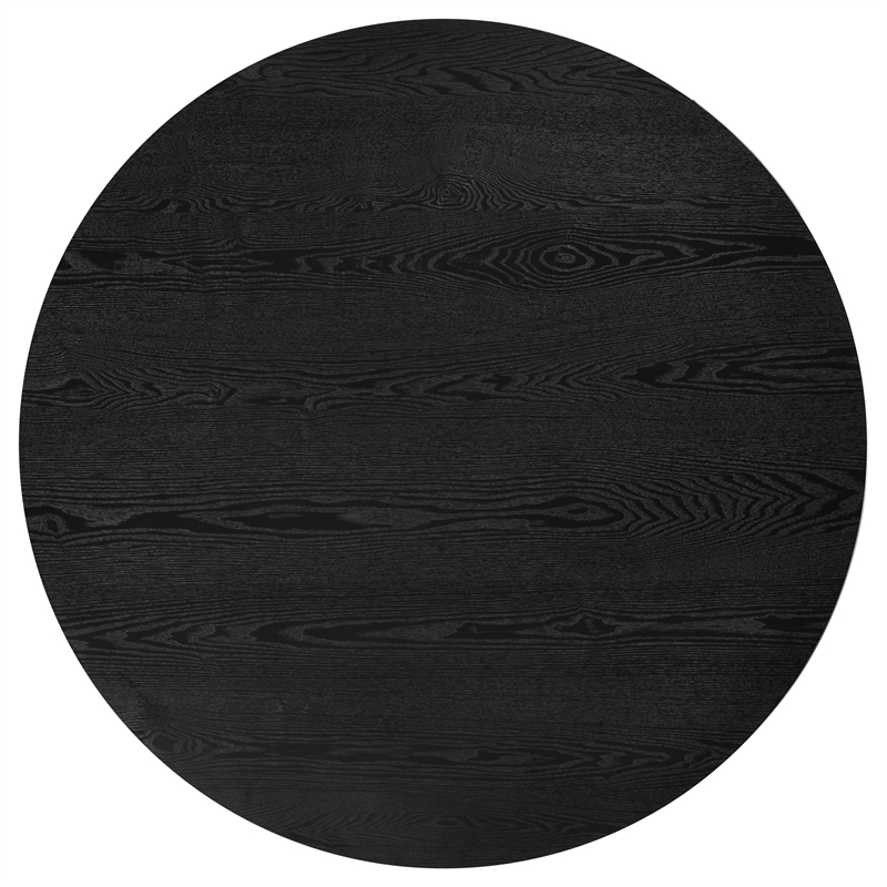 Pemberly Row Round Fluted Transitional Wood Dining Table in Black