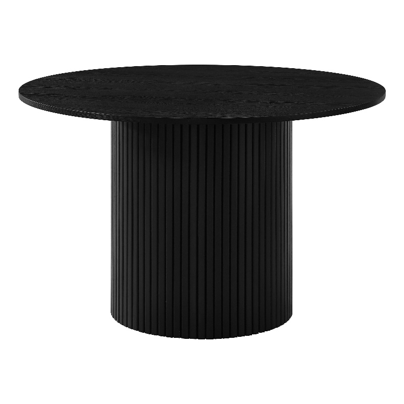 Pemberly Row Round Fluted Transitional Wood Dining Table in Black