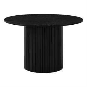 Pemberly Row Round Fluted Transitional Wood Dining Table in Black