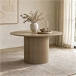 Pemberly Row Round Fluted Transitional Wood Dining Table in Natural Oak