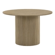 Pemberly Row Round Fluted Transitional Wood Dining Table in Natural Oak