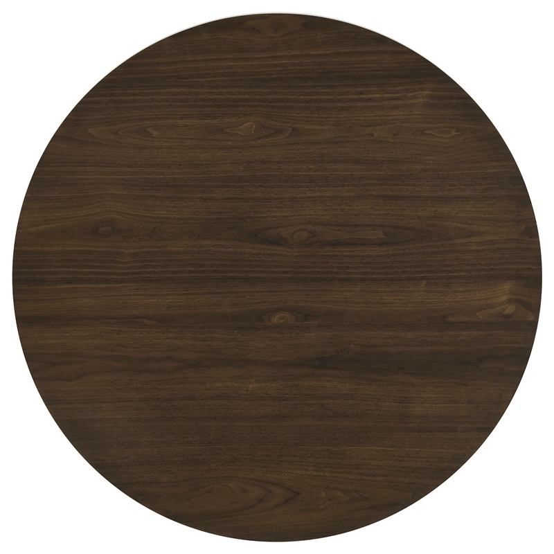 Pemberly Row Round Fluted Transitional Wood Dining Table in Walnut