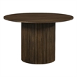 Pemberly Row Round Fluted Transitional Wood Dining Table in Walnut