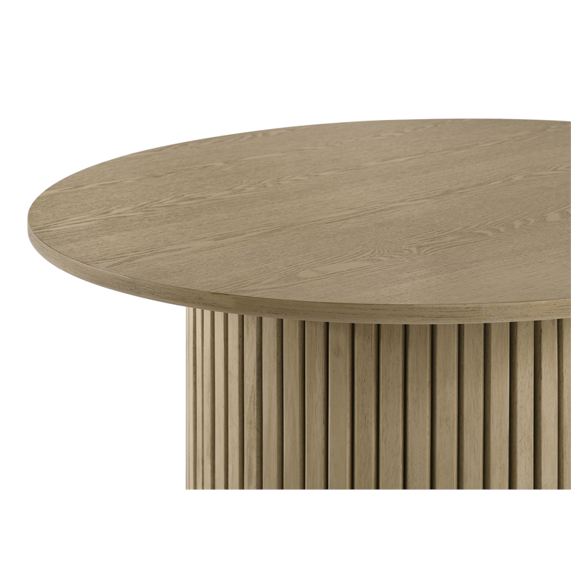 Pemberly Row Round Fluted Wood Counter Height Dining Table in Natural Oak