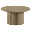 Pemberly Row 3-Piece Round Fluted Coffee and End Table Set in Natural Oak